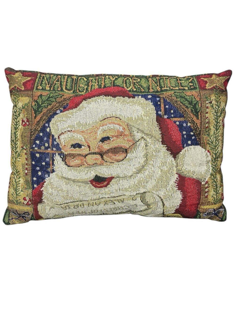 Tapestry Throw Pillow Christmas Decor Santa Claus Naughty Or Nice